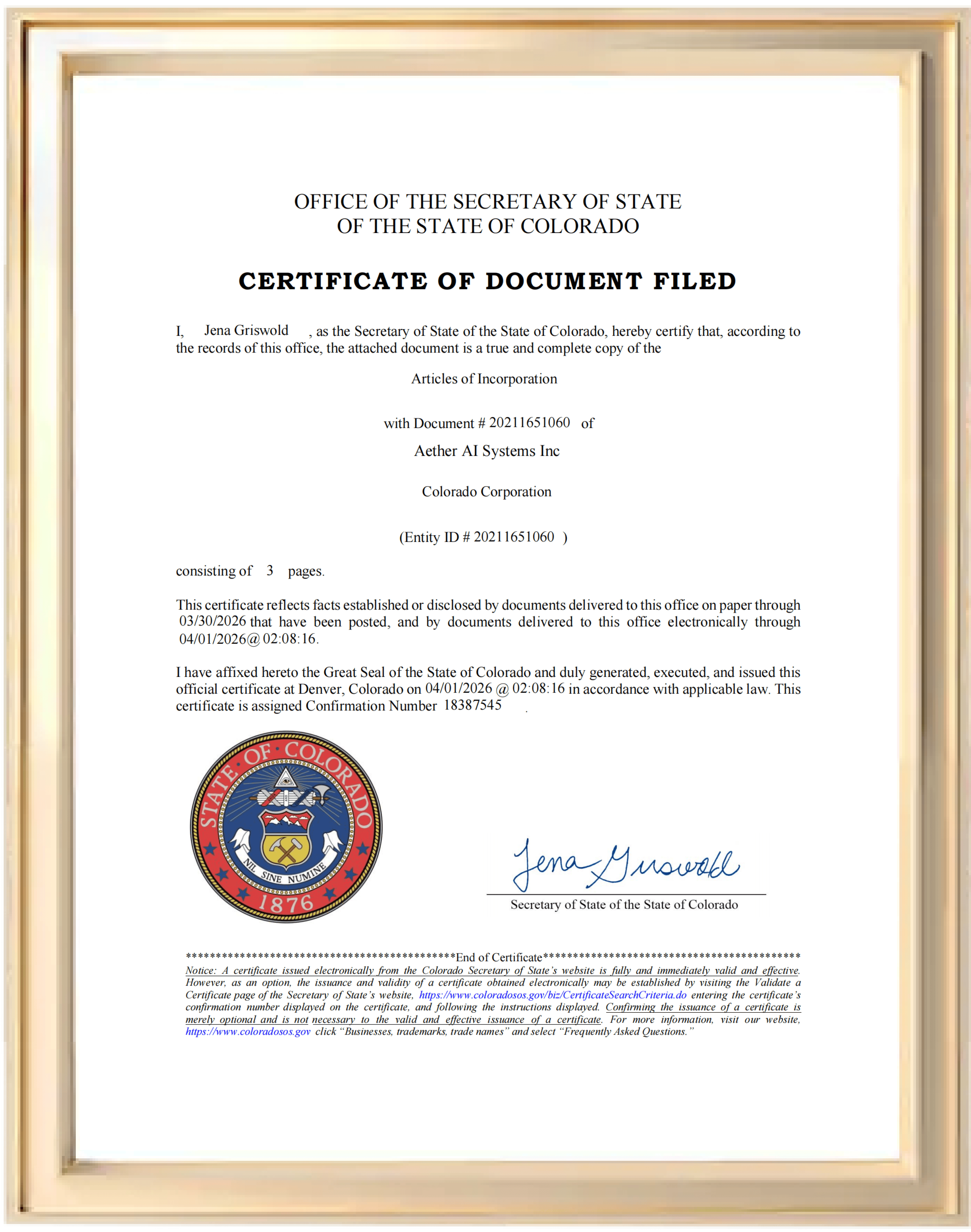 Company Certification